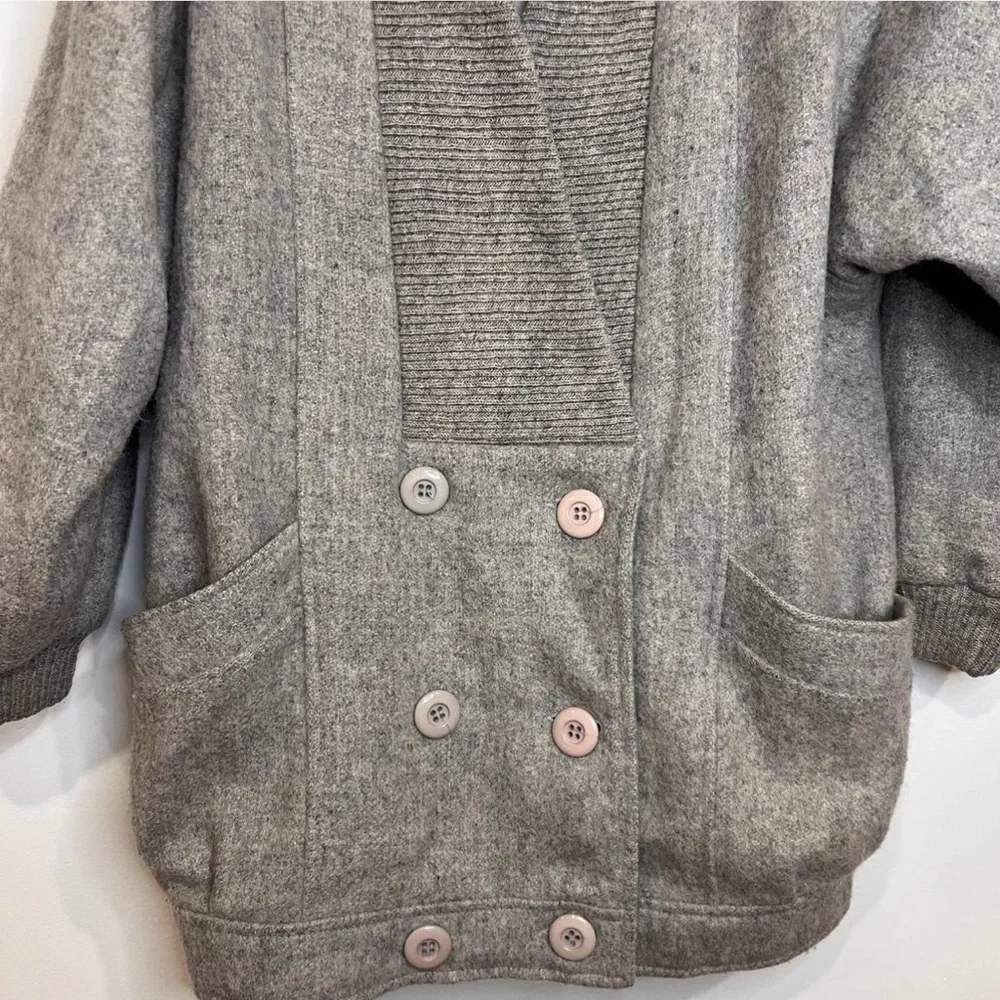 VTG unisex Sanro Melbourne Wool‎ Coat Grey Lana Fleece unisex S/M 8